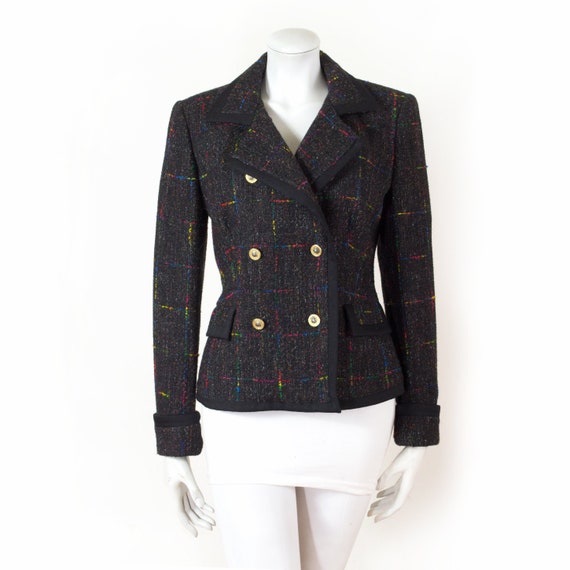 Versace double-breasted wool blazer - Black