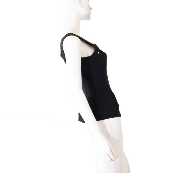 Thierry MUGLER Activ tank top, black cotton corse… - image 3