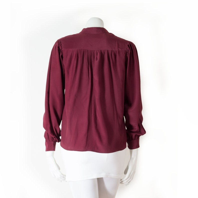 Nina RICCI blouse to tie in burgundy silk S M 70s-80 Nina Ricci