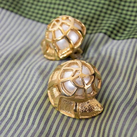 Boucles D'oreilles Clips GUY LAROCHE Vintage - Métal Doré - Occasion Bon état