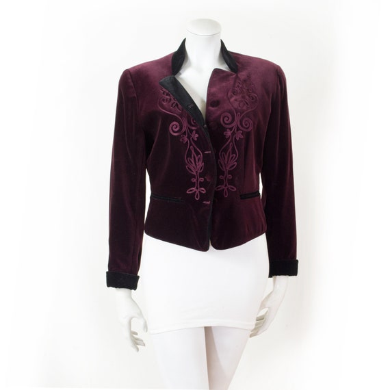 KENZO spencer jacket in dark burgundy shaved velv… - image 2