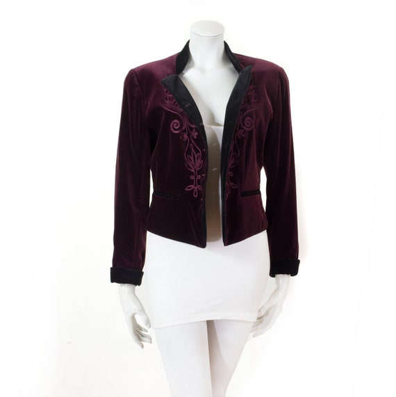 KENZO spencer jacket in dark burgundy shaved velv… - image 1