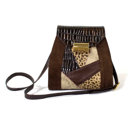Fabio ZAGO Bag in Patchwork Leather Fake Fur Suede and Leather 