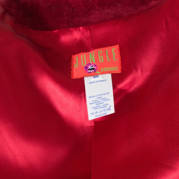 Giacca spencer KENZO Jungle velluto rasato rosso Giappone profondo