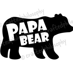 Papa ours SVG. Fête des pères, nouveau papa vecteur coupe fichier pour Cricut, Silhouette, laser, clipart, impression autocollant, png, pdf, pochoir, décalcomanie, vinyle