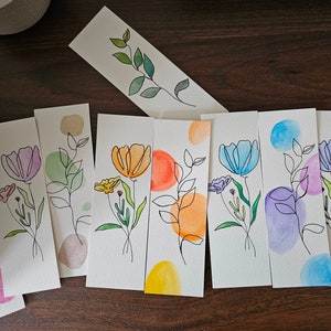 Hand Painted Watercolor Bookmarks, Botanical Floral Patterns Assorted, bookworms, Gifts for Book Lovers