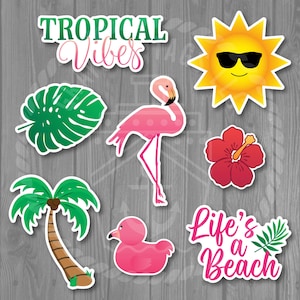 8 Cruise Tropical Vibes Door Magnets - Retro Boho Flamingo Beach Decorative Magnets - Non-personalized