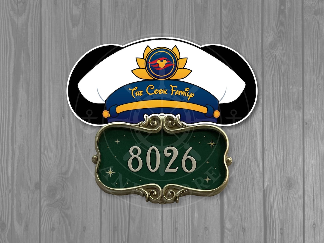 Personalized Captain Hat/ears for Stateroom Door Plaque - Disney Cruise ...