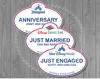 Customizable Name Tag Magnet Disney Cruise - Disney World - Disneyland Door Magnet - Happy Anniversary - Just Married - Just Engaged Magnet