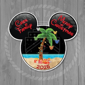 Disney Cruise Door Very Merrytime Palm Tree on Beach Christmas Magnet