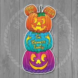 Disney Cruise Door Magnet - Stacked Pumpkin for Halloween on the High Seas (2 Sizes to Choose From) - Sizes: XL 5&quot; x 10&quot; / Jumbo 7.3&quot; x 15&quot;