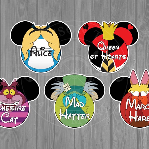 Disney Cruise Door Magnet - Alice In Wonderland Inspired Magnets - Alice / Mad Hatter / Cheshire Cat