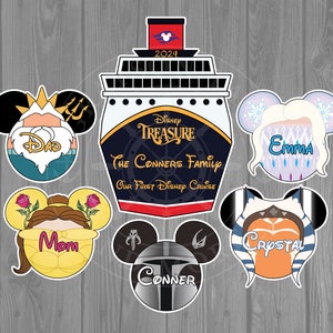 Disney Cruise Door Magnets - Disney Ship Front and Character Inspired Magnet Set