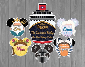 Disney Cruise Door Magnets - Disney Ship Front and Character Inspired Magnet Set