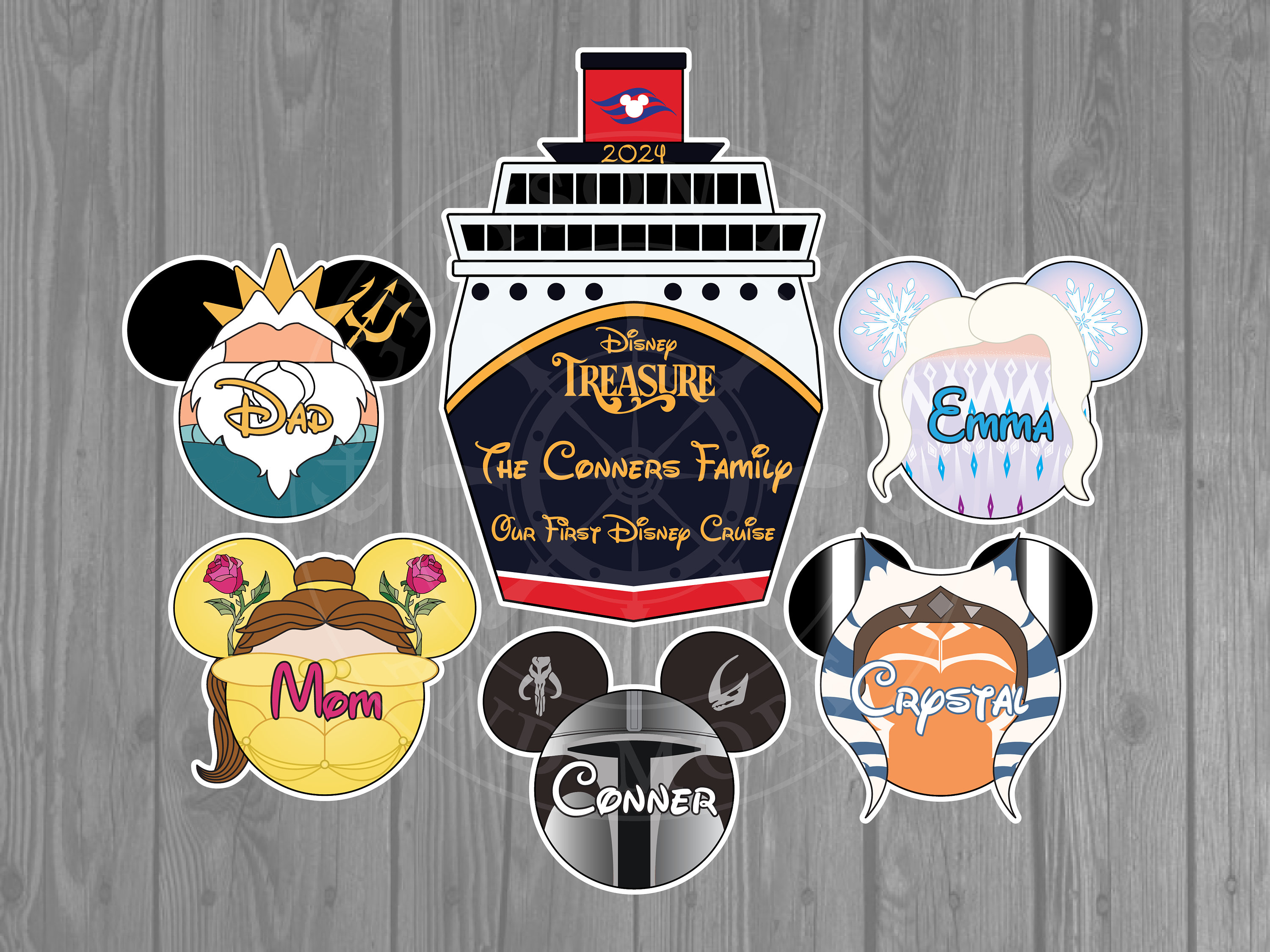 Disney Cruise Door Magnets Disney Ship Front and Character 