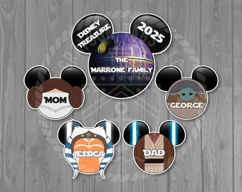 Extra Large Star Wars Inspired Family Death-star and Medium Star Wars Character Disney Cruise Magnet Set