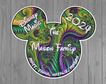 Disney Cruise Door Magnet - Extra Large Personalized Mardi Gras Theme Mickey Door Magnet