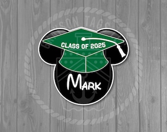 Disney Cruise Door Magnet - Graduation Mouse Head Magnet (Personalized Tassel and Cap Color!)