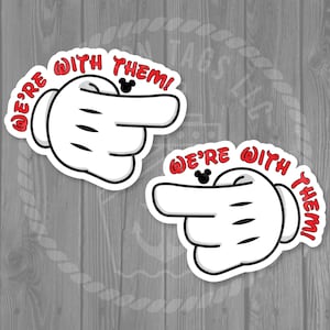 Disney Cruise Door Magnet - We&#39;re/I&#39;m With Them 2pc Hands set! - Generic Cruise Line Version Available