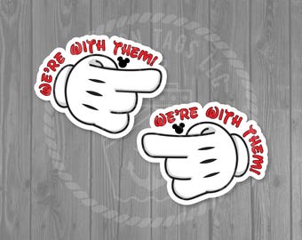 Disney Cruise Door Magnet - We're/I'm With Them 2pc Hands set! - Generic Cruise Line Version Available