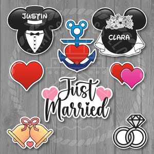 Just Married Personalized Sign Group Magnet Set for Disney Cruise Doors