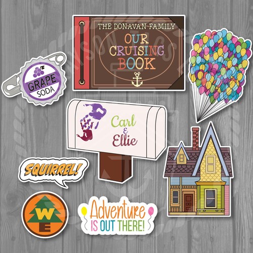 9pc Up Personalized Sign Group Magnet Set for Disney Cruise Doors