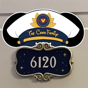 Personalized Captain Hat/Ears for Stateroom Door Plaque - Disney Cruise Door Magnets