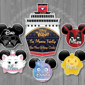 Disney Cruise Door Magnets - Disney Ship Front and Character Inspired Magnet Set