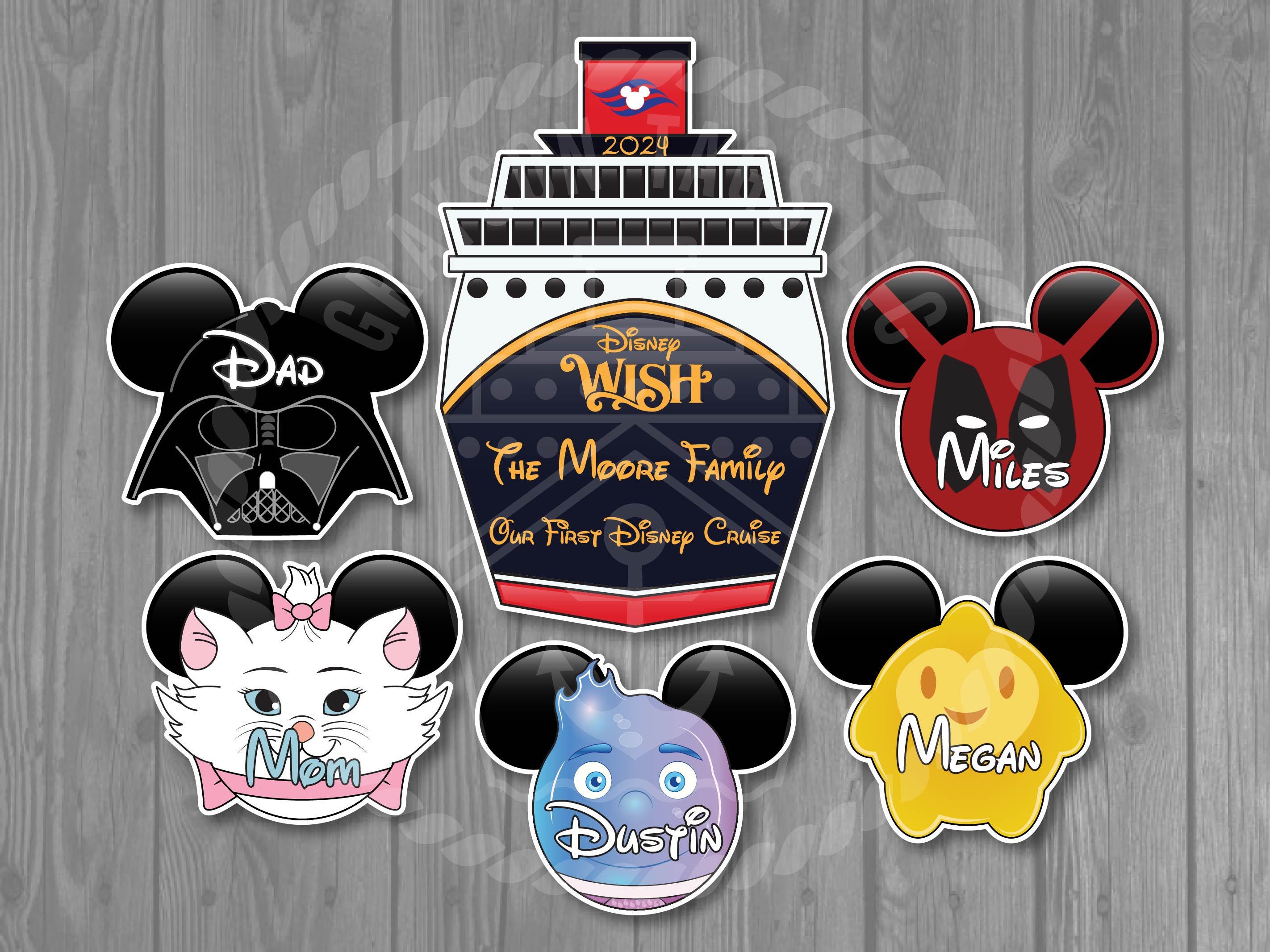 Disney Cruise Door Magnets - Disney Ship Front and Character Inspired Magnet Set
