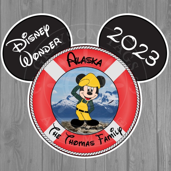 Disney Cruise Door Magnet - Extra Large Personalized Captain Mickey Alaska Life Preserver