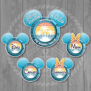 Imanes retro para puerta de crucero Disney - Juego de imanes con forma de ojo de buey de palmera
