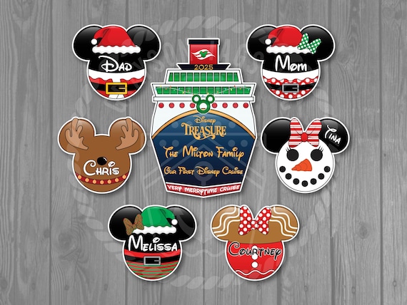 Very Merrytime Christmas Ship Front and Santa/Elves/Reindeer/Snowman Magnet Set