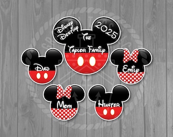 Disney Cruise Door Magnets - Large Family Mickey Pants and Small Mickey/Minnie Pants/Dress Door Magnet Set (Larger Version Available)