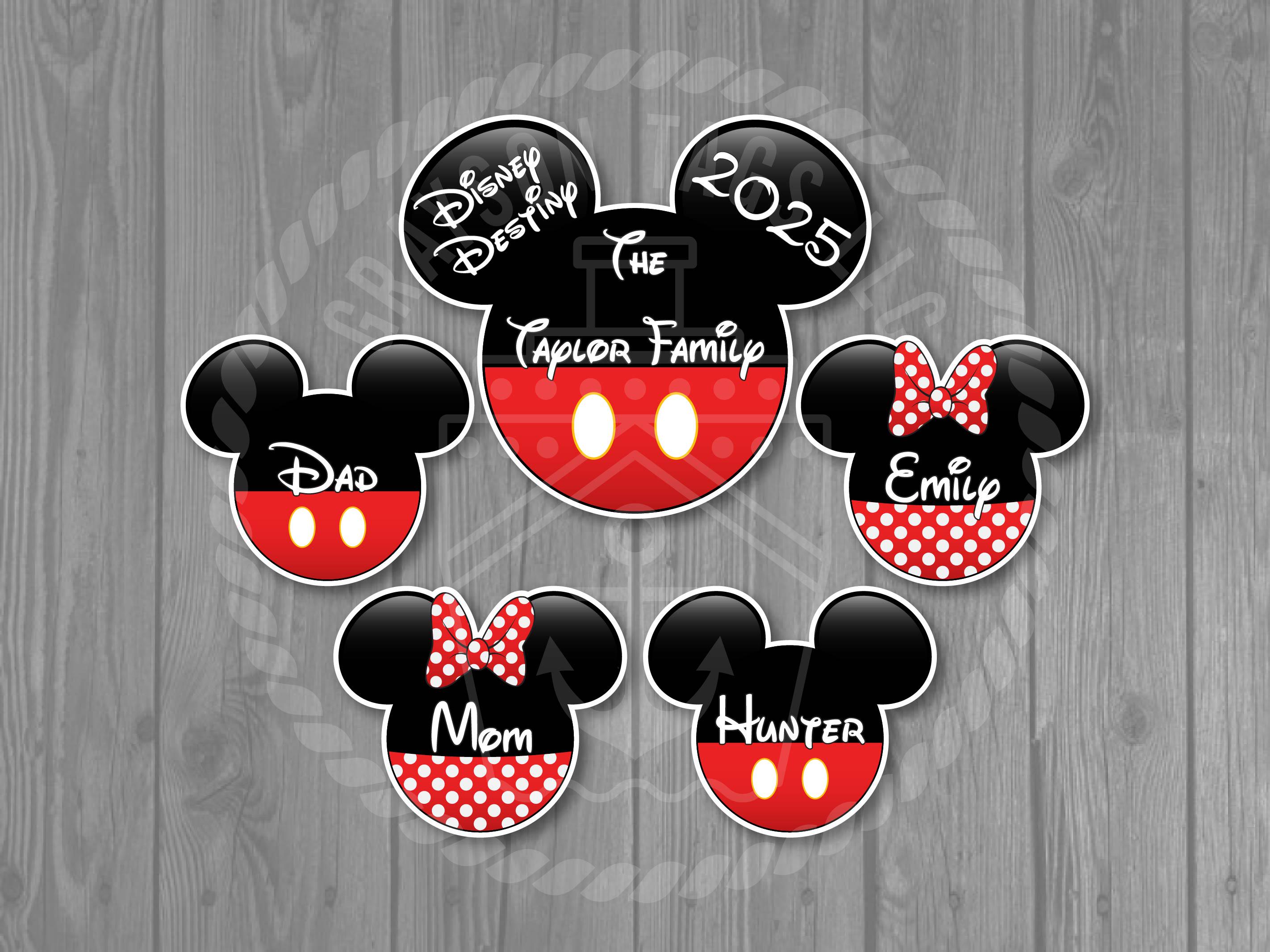 Disney Cruise Door Magnets - Large Family Mickey Pants and Small Mickey/Minnie Pants/Dress Door Magnet Set (Larger Version Available)