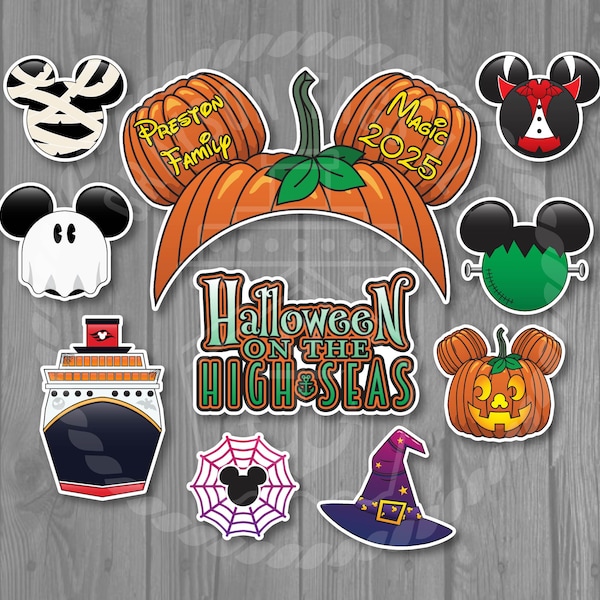 10pc Halloween on the High Seas Personalized  Disney Cruise Line Signs Door Magnet Set