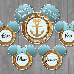 Disney Cruise Door Magnets - Golden Porthole Anchor Magnet Set