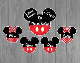 Disney Cruise Door Magnets - Large Family Mickey Pants and Small Mickey/Minnie Pants/Dress Door Magnet Set (Larger Version Available)