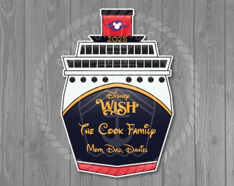 Disney Front of Ship Cruise Door Magnet - (Sizes: Standard 10.17" x 6.82" / Jumbo 16" x 10.75")