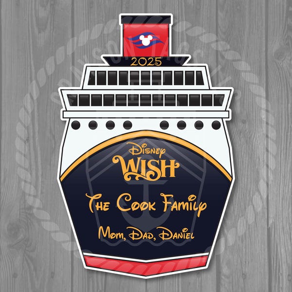 Disney Front of Ship Cruise Door Magnet - (Sizes: Standard 10.17" x 6.82" / Jumbo 16" x 10.75")