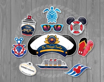 10pc Captain Hat Personalized Sign Group  Magnet Set for Disney Cruise Doors