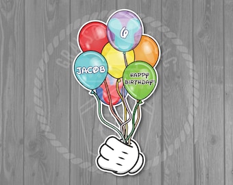 Disney Cruise Door Magnet - Happy Birthday Balloon Magnet (2 Sizes Available) - Sizes: 5.6" x 10.5" or 8.5"  x 16"