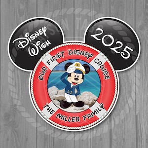 Disney Cruise Door Magnet - Life Preserver Magnet (Captain Mickey or Captain Minnie) - Size: 7.4&quot; x 8.61&quot;
