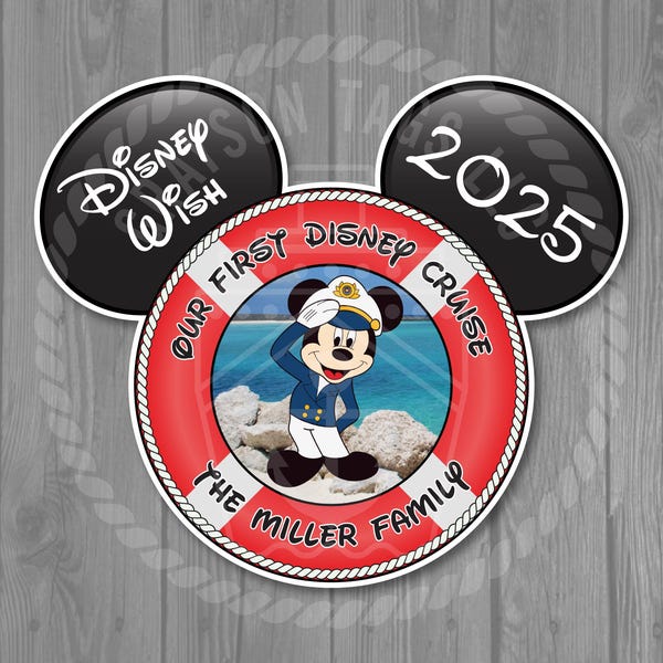 Disney Cruise Door Magnet - Life Preserver Magnet (Captain Mickey or Captain Minnie) - Size: 7.4" x 8.61"