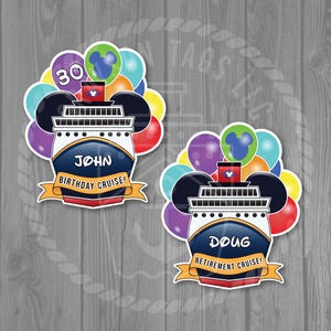 Imán para puerta con temática de cruceros Disney - Cumpleaños / Jubilación - (Tamaños: 5,6" x 10,5" o 8,5" x 16")