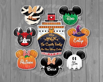 Disney Cruise Door Magnets - Halloween on the High Seas Ship Front Character Magnet Set Customizable Stateroom Decor