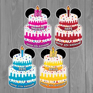 Disney Inspired Happy Birthday 2 Layer Birthday Cake Cruise Door Magnet (Now available in Jumbo Size!)