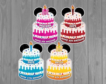 Disney Inspired Happy Birthday 2 Layer Birthday Cake Cruise Door Magnet (Now available in Jumbo Size!)
