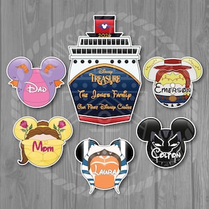 Disney Cruise Door Magnets - Disney Ship Front and Character Inspired Magnet Set Gradient Navy