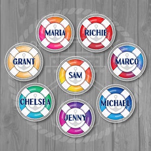 Medium Colorful Life Preserver Cruise Door Magnet - Customizable Stateroom Decor