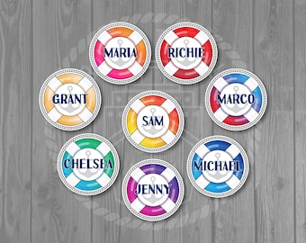 Medium Colorful Life Preserver Cruise Door Magnet - Customizable Stateroom Decor